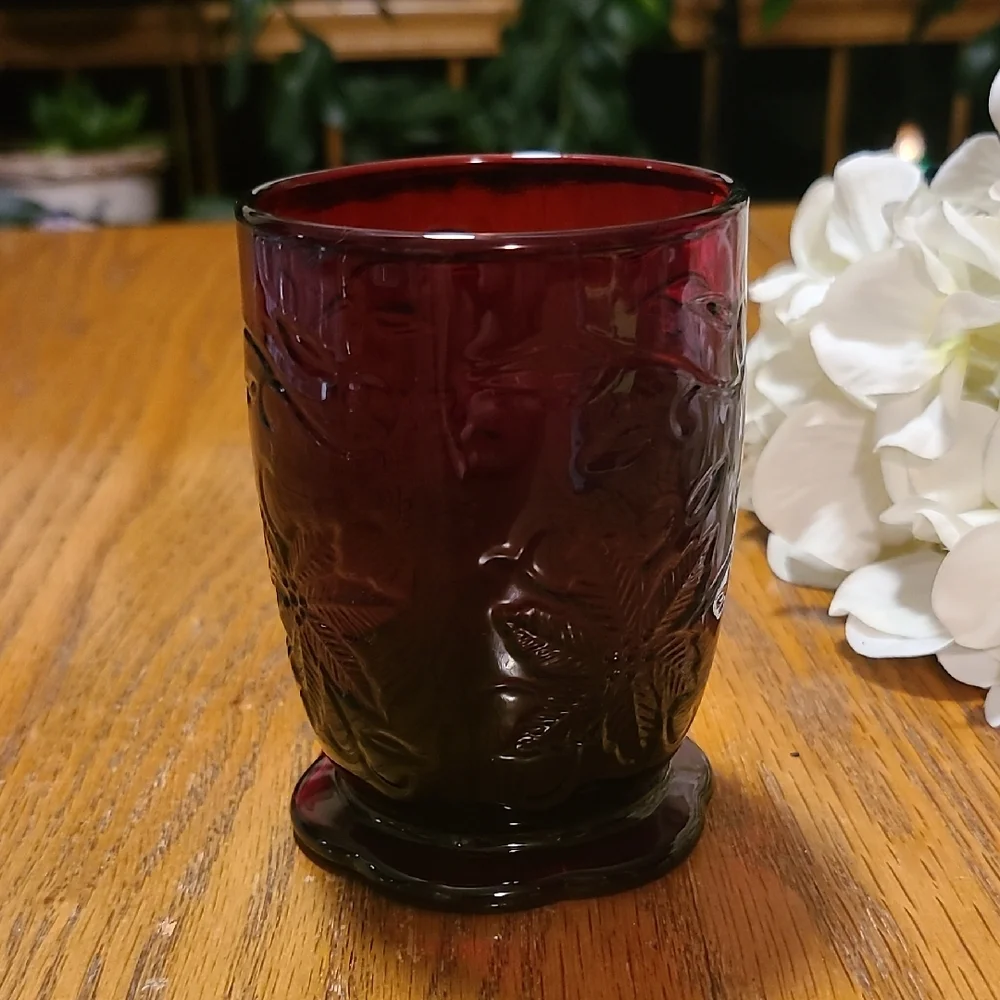 Princess House Fantasia Red Glass Candle Holder 3.5
